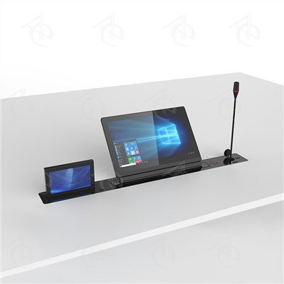 شاشة 19 بوصة Motorzied قابلة للسحب مدمجة مع ميكروفون وشاشة عرض مميزة قابلة للرفع